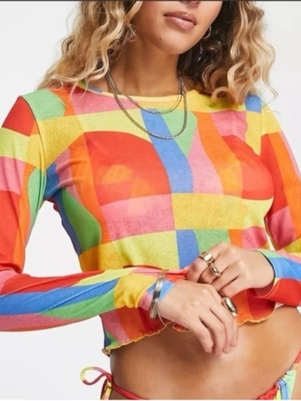It’s Now Cool Mesh Long Sleeve Crop Top